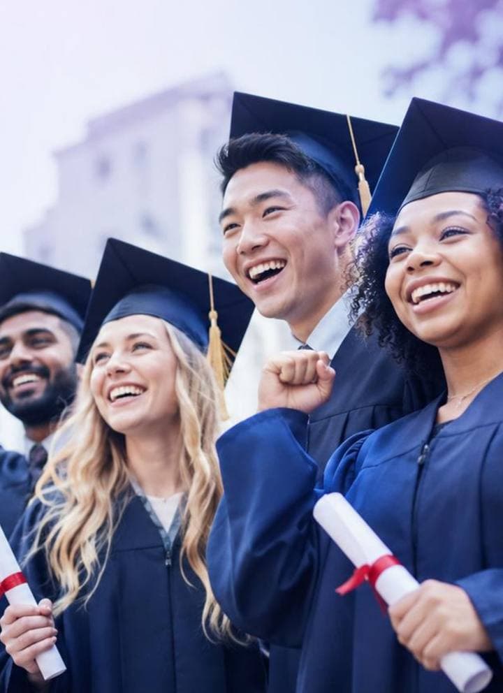 Students celebrating graduation